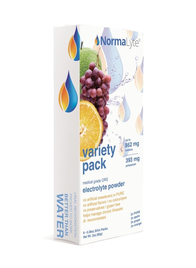 NormaLyte Oral Rehydration Salts Pack of 8-4 Flavors Energy Supplement, Electrolytes Powder Packets, Potassium Supplement, Vegan, Dehydration Tablets - Image 2